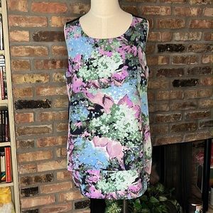 DG2 DIANE GILMAN XL Easy Tank Top Watercolor Floral